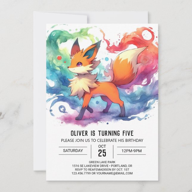 Pastel Playful Fox Geburtstag Einladung (Vorderseite)