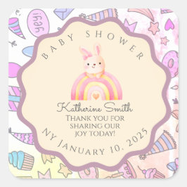 PASTEL Playful Icons Personal Touches babyshower Quadratischer Aufkleber
