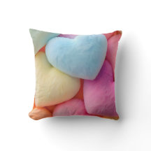 Pastel Plush Hearts Throw Kissen