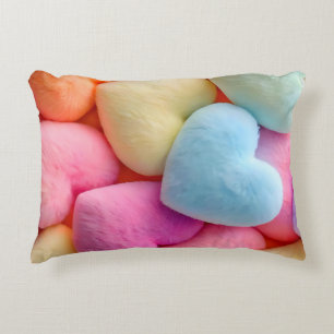 Pastel Plush Hearts Throw Kissen