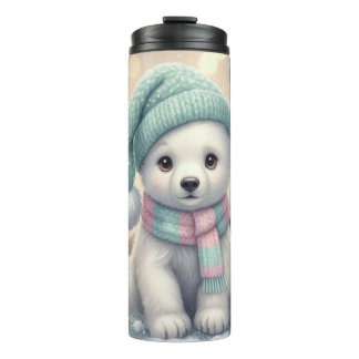 Pastel Polar Bear Christmas Pattern Thermosbecher