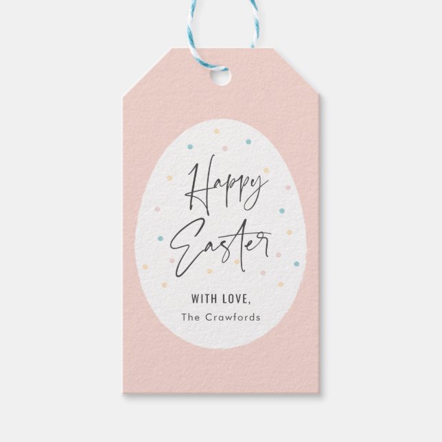 Pastel Polk a Dot Egg Happy Oaster Geschenkanhänger (Vorderseite)