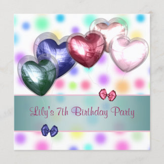 Pastel Polka Dot Balloons Geburtstagsparty Einladung