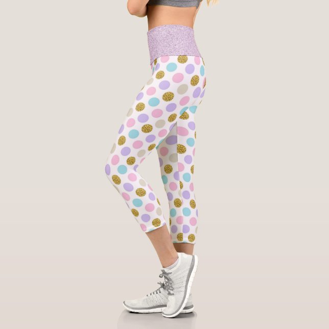Pastel Polka Dot Glittery Capri Leggings (Links)