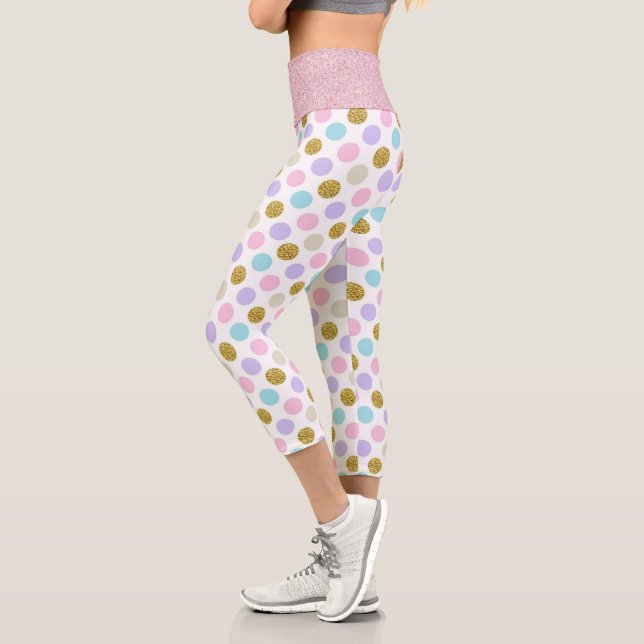 Pastel Polka Dot Glitzer Capri Leggings (Links)