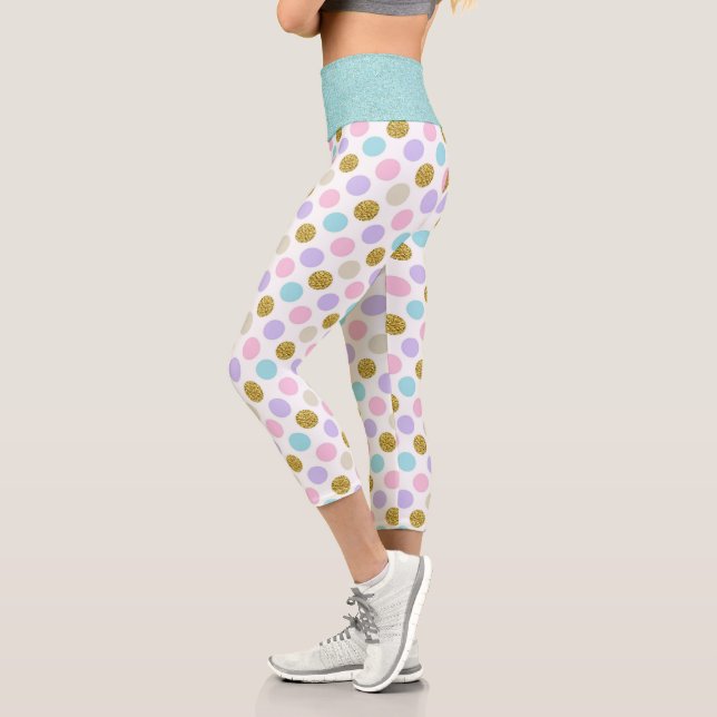 Pastel Polka Dot Glitzer Capri Leggings (Links)