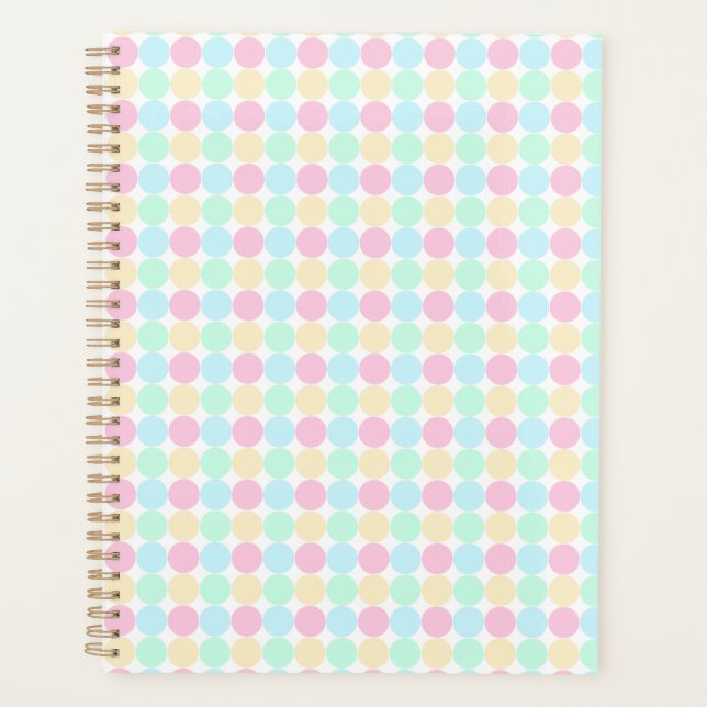 Pastel Polka Dot Hardcover Spiral Planner Planer (Vorderseite)