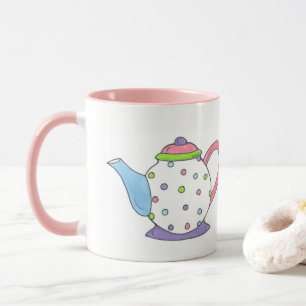 Pastel Polka Dot Keramik Teapot Teezeremonie auf d Tasse
