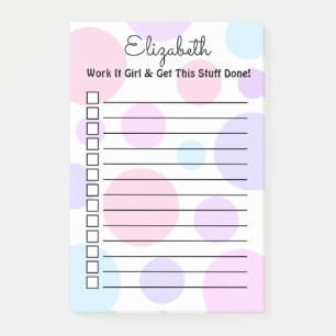 Pastel Polka Dot Monogram Personalisiert Feminine Post-it Klebezettel