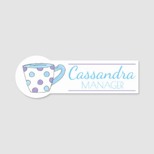 Pastel Polka Dot Teacup Café Namensschild
