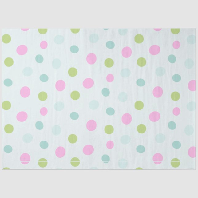 Pastel Polka Dots Blue Green Pink Weihnachten Seidenpapier (Vorderseite)