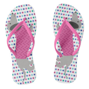 Pastel Polka Dots Dackel Flip Flops
