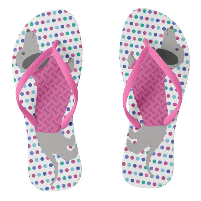 Pastel Polka Dots Dackel Flip Flops (Fußbett)