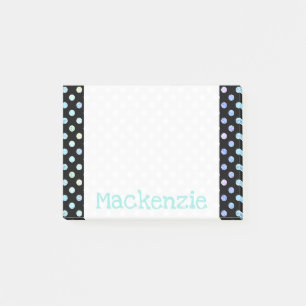 Pastel Polka Dots Iridescent Shimmer Glitzer Name Post-it Klebezettel