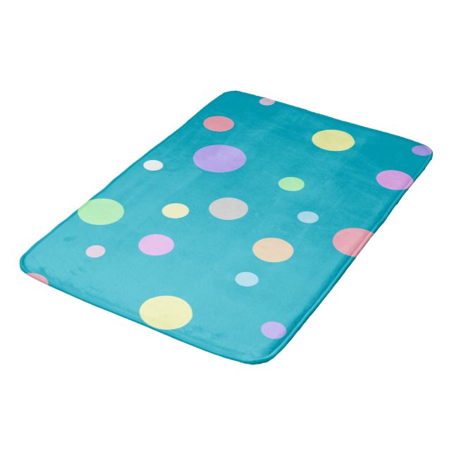 Pastel Polka Dots Muster Badematte (Schrägansicht)