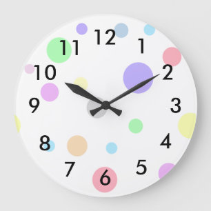 Pastel Polka Dots Muster Große Wanduhr
