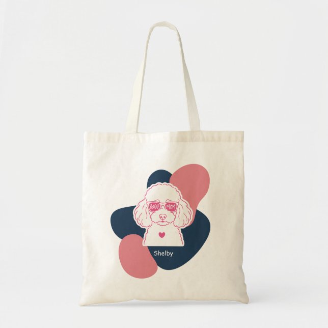 Pastel Poodle Mom Custom Name Tote Bag Tragetasche (Vorne)
