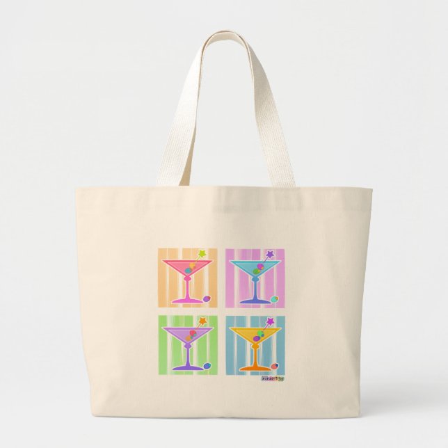 PASTEL POP ART MARTINIS JUMBO STOFFBEUTEL (Vorne)