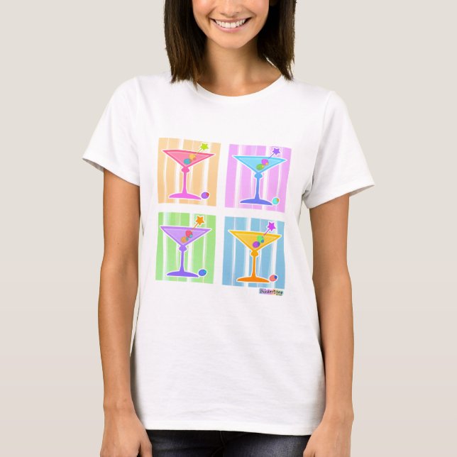 PASTEL POP ART MARTINIS T-Shirt (Vorderseite)