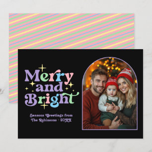 Pastel Pop Modernes Retro Weihnachtsfest Familie F Feiertagskarte