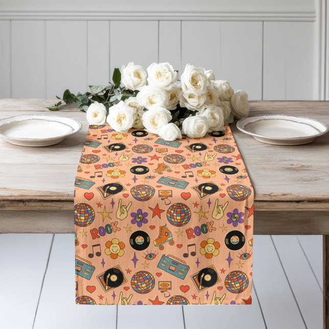 Pastel Pop Runner Retro Groovy Dining Decor Großer Tischläufer (Pastel Pop Runner Retro Groovy Dining Decor)