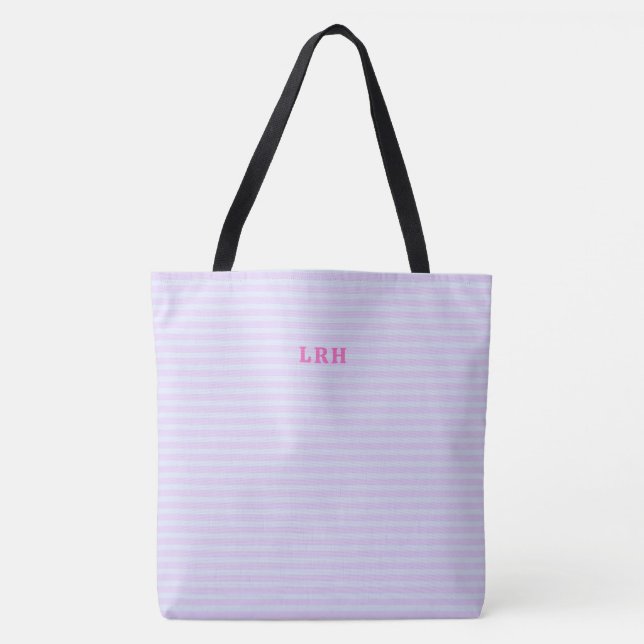 Pastel Pop Stripe Klassische Monogramm-Initialen (Vorderseite)