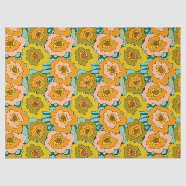 Pastel Poppies Tissue Wrapping Paper Seidenpapier (Vorderseite)