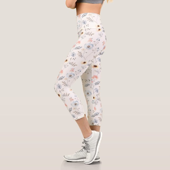 Pastel Poppy Blumengartenmuster Capri Leggings (Links)