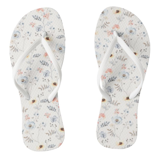 Pastel Poppy Blumengartenmuster Flip Flops (Fußbett)