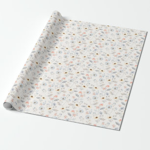 Pastel Poppy Blumengartenmuster Geschenkpapier