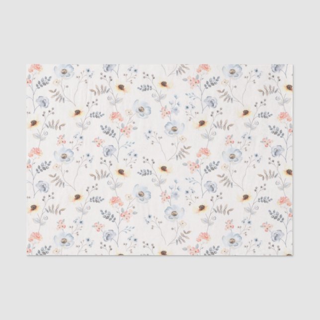 Pastel Poppy Blumengartenmuster Seidenpapier (Vorderseite)