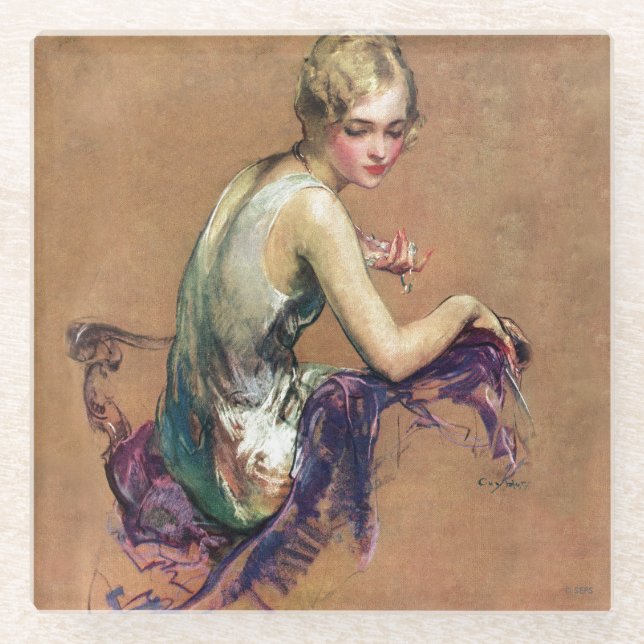 Pastel Portrait Glasuntersetzer (Vorderseite)