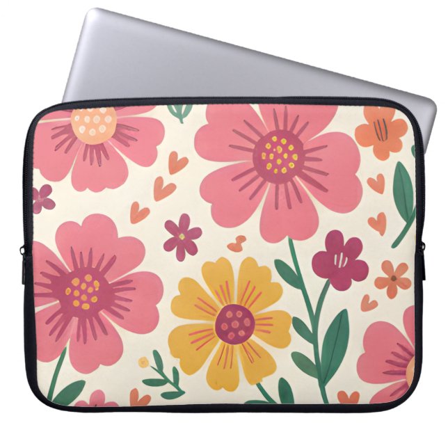 Pastel Posy Whimsical Floral Pattern Laptopschutzhülle (Vorderseite)