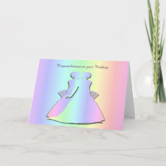 Pastel Pride Lesbian Wedding Card for Gay Brides Karte
