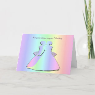 Pastel Pride Lesbische Hochzeitskarte für schwule Karte