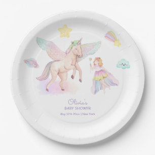 Pastel Princess Unicorn Kinderdusche Pappteller