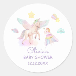 Pastel Princess Unicorn Kinderdusche Runder Aufkleber