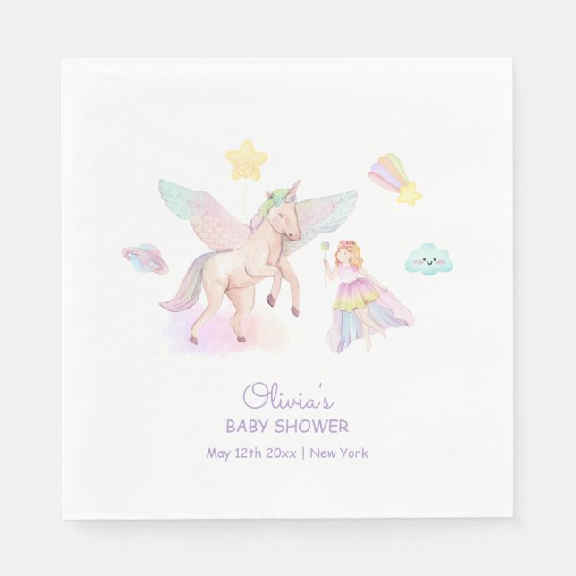 Pastel Princess Unicorn Kinderdusche Serviette (Vorderseite)