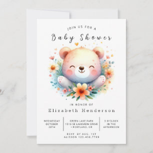 Pastel Printable Bear Baby Dusche Einladung