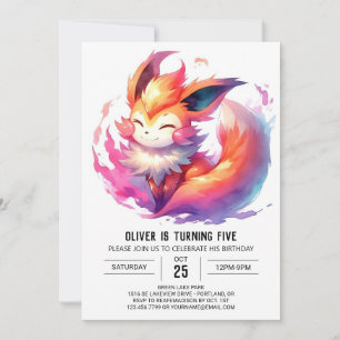Pastel Printable Fox Birthday Einladung