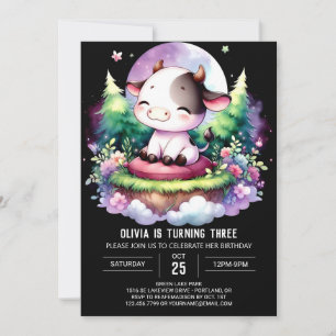Pastel Printable Kuh Geburtstag Einladung