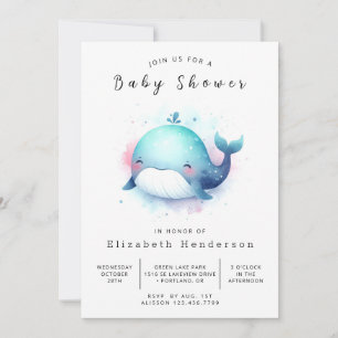Pastel Printable Whale Baby Dusche Einladung