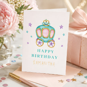 Pastel-Prinzessin-Kutsche-Geburtstag Karte