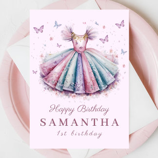 Pastel-Prinzessin zum 1. Geburtstag Karte