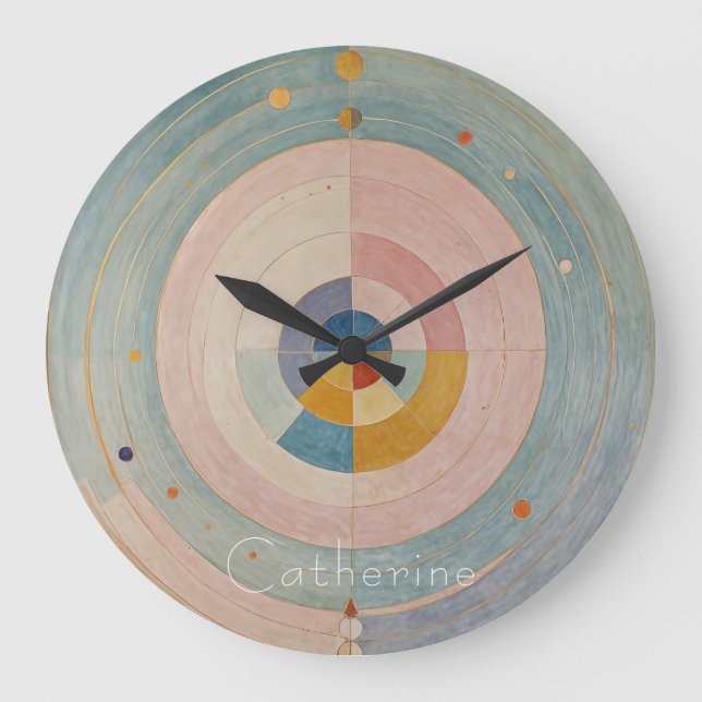 Pastel Prism: Rainbow Color Wheels Große Wanduhr (Vorderseite)