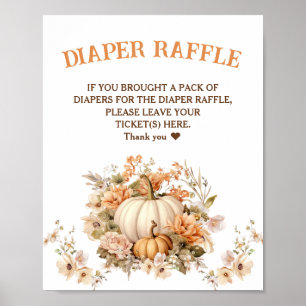 Pastel Pumpkin Fall Babydusche Windel Raffle Zeich Poster