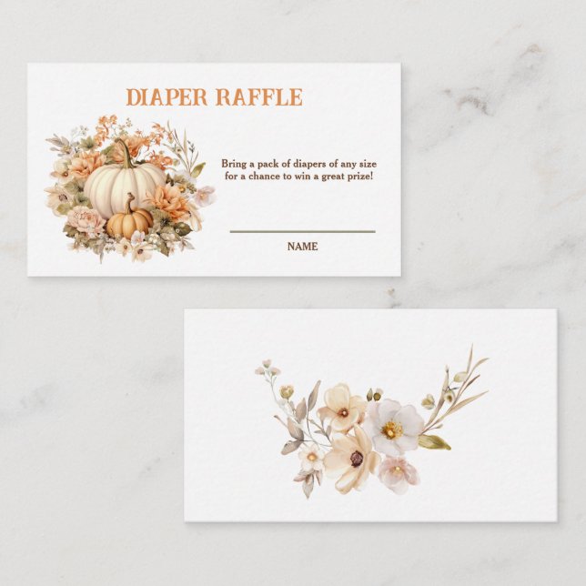 Pastel Pumpkin Fall Babydusche Windelwaschkarte Begleitkarte (Vorne/Hinten)