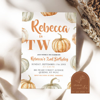 Pastel Pumpkin Fall Gender Neutral 2. Geburtstag Einladung