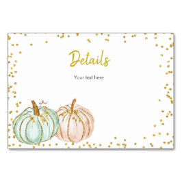 Pastel Pumpkin Gender Reveal Unterkunft Details Tischnummer