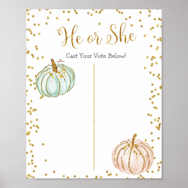 Pastel Pumpkin Gender Reveal Voting Board Poster (Vorne)